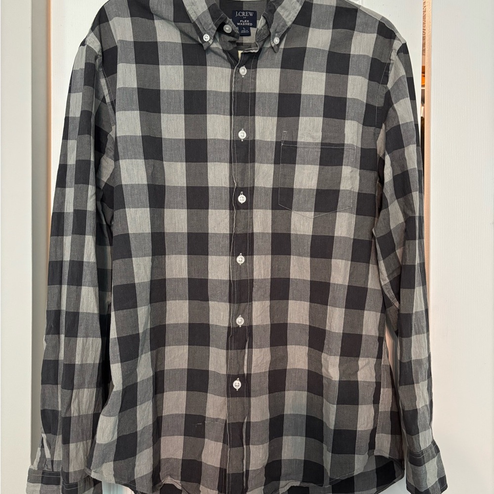 J. Crew Black and Gray Plaid Men's Shirt